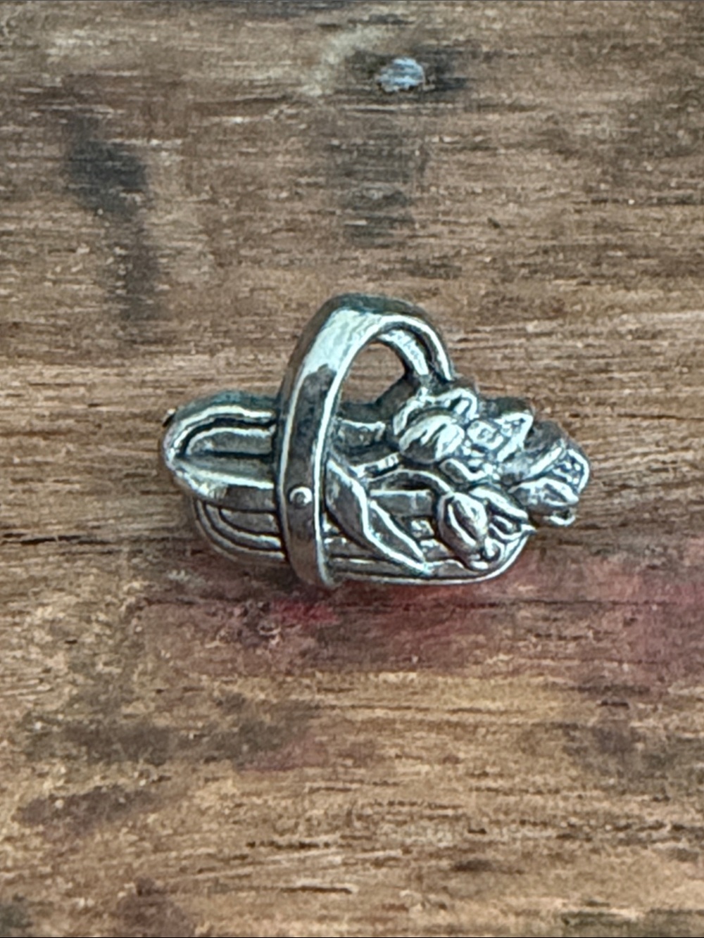 Silver toned Flower Basket Pin